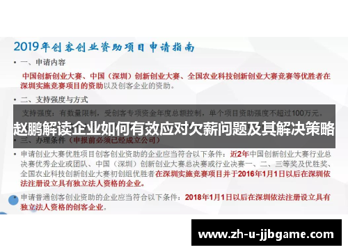 赵鹏解读企业如何有效应对欠薪问题及其解决策略